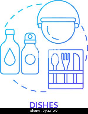 Dishes for camping blue gradient concept icon Stock Vector