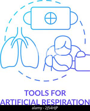 Tools for artificial respiration blue gradient concept icon Stock Vector