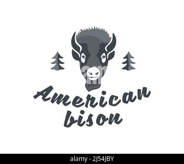 American bison, animal, buffalo, cattle and horned cattle, logo design. Wildlife, horned, ox and bull, vector design and illustration Stock Vector