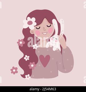 Girl and bunny 2 Stock Vector