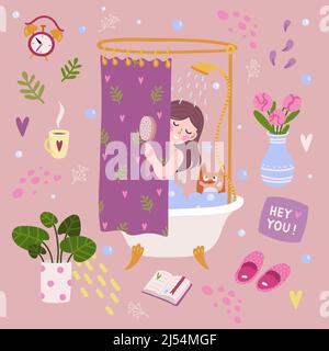 Morning routine clean Stock Vector