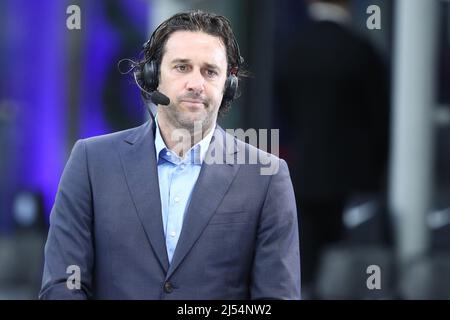 Former player Luca Toni looks on during   the Coppa Italia semi-final second leg match between FC Internazionale and AC Milan  at Stadio Giuseppe Meazza on April 19, 2022 in Milan, Italy. Stock Photo