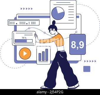User experience design. App developer making dashboard interface Stock Vector