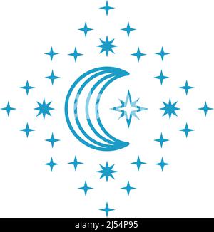 Mystic moon symbol. Crescent alchemy line icon Stock Vector