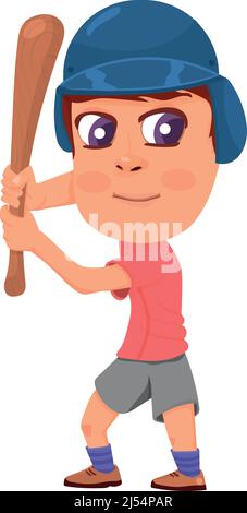 Kid Baseball Player Holding Baseball and Bat Stock Vector Image & Art -  Alamy