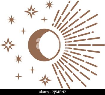 Moon phase occult symbol. Alchemy cosmic sign Stock Vector