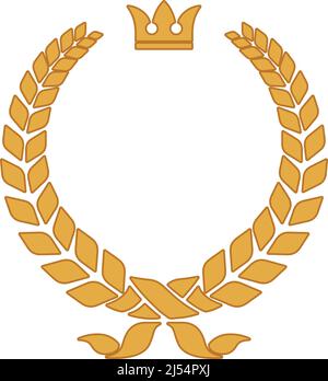 Golden wheat wreath with crown sign. Royal luxury symbol Stock Vector