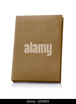 A Brown Hard Cover Notebook Isolated on White Background Stock Photo