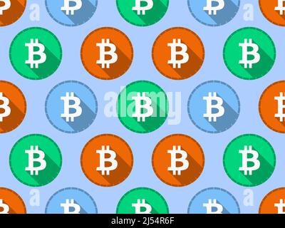 Bitcoin sign seamless pattern. Cryptocurrency, blockchain. design for banners, posters and promotional products.Vector illustration Stock Vector