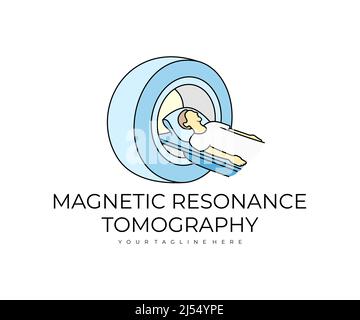 MRI machine, magnetic resonance tomography, logo design. Medicine, healthcare, medical examination, vector design and illustration Stock Vector