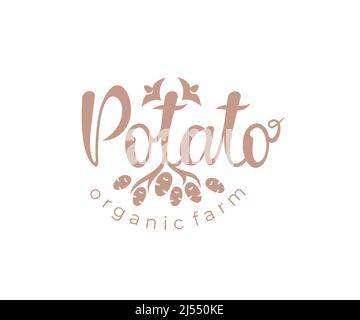 Potato, potatoes, vegetables, wordmark, lettering and typography, logo design. Food, root vegetable, raw food, organic food, vector design and illustr Stock Vector