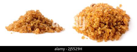 palm sugar candy or rock candy, pile of lump sugar made by tapping the sap from the inflorescence of the palm tree,on white background, medicinal food Stock Photo