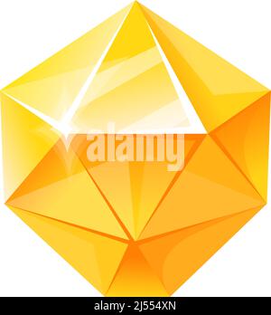 Yellow topaz. Fantasy jewelry gems, rhinestone for online achievement, cartoon vector illustration, icon isolated on white background Stock Vector