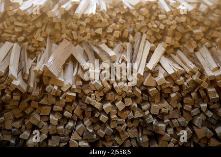 horizontal photograph of firewood applied neatly. background. texture. copyspace Stock Photo