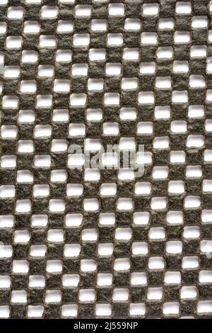 black rubber textured mat mesh isolated on white, background surface for designing, seamless pattern of net structure closeup, macro Stock Photo
