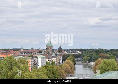 Panoramic view of Munich from the rooftop of German Museum (Deutsches Museum) Stock Photo