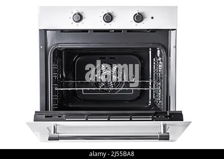 Electric oven with open door, isolated on white background Stock Photo