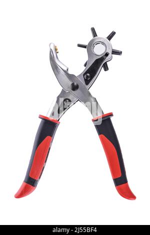 Pliers for perforating and drilling isolated on white background Stock Photo