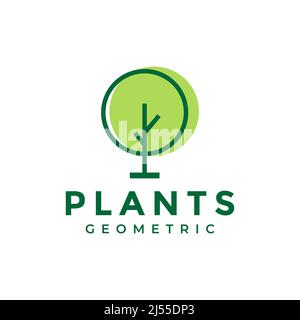 abstract geometric tree circle simple logo design, vector graphic symbol icon illustration creative idea Stock Vector
