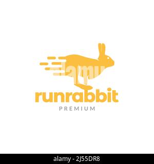 rabbit run with fast logo design vector graphic symbol icon illustration creative idea Stock Vector