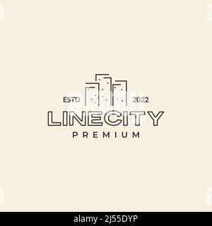 hipster city building lines logo design, vector graphic symbol icon illustration creative idea Stock Vector