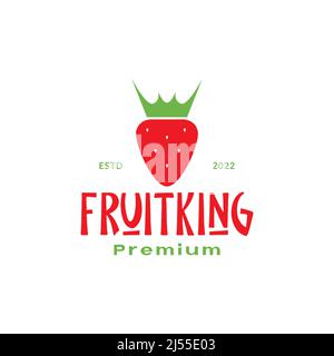 abstract red strawberry with crown logo design vector graphic symbol icon illustration creative idea Stock Vector