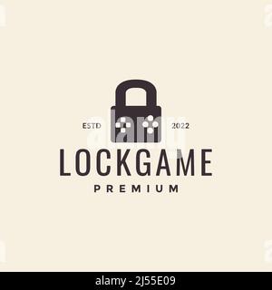 padlock with gamepad logo design vector graphic symbol icon illustration creative idea Stock Vector
