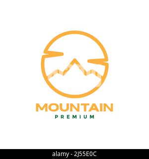 line colored circle with mountain simple logo design vector graphic symbol icon illustration creative idea Stock Vector