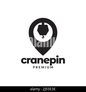 Lifting hook with pin map location logo design vector graphic symbol icon illustration creative idea Stock Vector