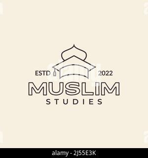 muslim dome with graduate hat logo design, vector graphic symbol icon illustration creative idea Stock Vector