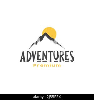 simple vintage mountain with sunset logo design vector graphic symbol icon illustration creative idea Stock Vector