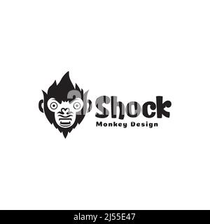 face cute monkey shocked logo design vector graphic symbol icon illustration creative idea Stock Vector