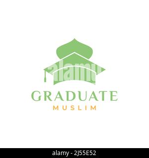 mosque with graduate hat logo design, vector graphic symbol icon illustration creative idea Stock Vector