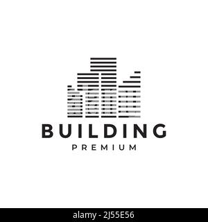 stripe line building city logo design vector graphic symbol icon illustration creative idea Stock Vector