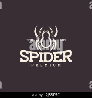 vintage spider tarantula simple logo design, vector graphic symbol icon illustration creative idea Stock Vector
