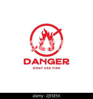 circle with cross line prohibition tree fire logo design, vector graphic symbol icon illustration creative idea Stock Vector