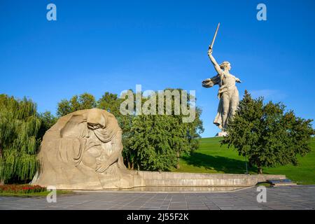 VOLGOGRAD, RUSSIA - SEPTEMBER 19, 2021: Fragment of a memorial composition on Mamayev Kurgan. Volgograd. Russia Stock Photo