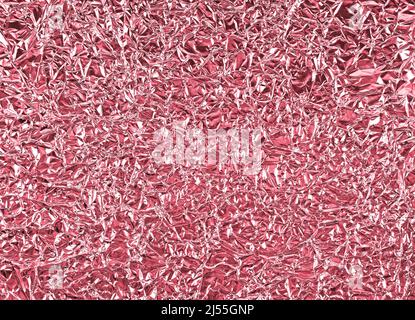 Crumpled red aluminum foil as a background Stock Photo