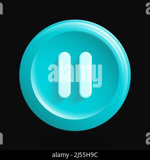 Rounded Blue Pause Icon. Vector illustration Stock Vector
