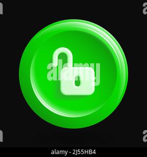 Green Open Locker Icon. Security Unlocked Isolated Design Element. Vector illustration Stock Vector