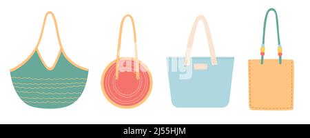 Summer set of colorful bags, flat design vector Stock Vector