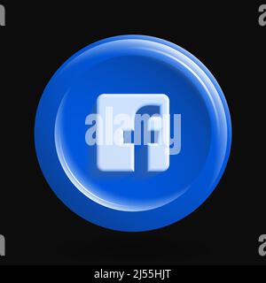 Popular Social Media 3D Icon. Blue Isolated F Element. Vector illustration Stock Vector