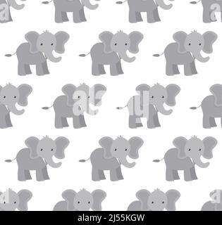 Birthday Card with Cute Elephants Flat Vector Illustration Stock Vector ...