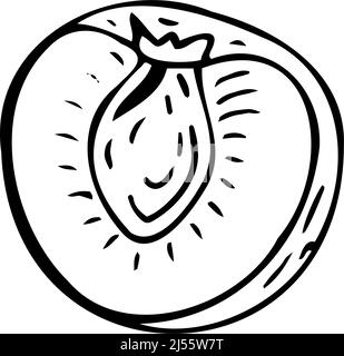 Peach thin black lines on a white background - Vector illustration Stock Vector