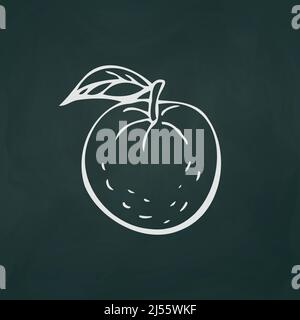 Tangerines thin white lines on a textural dark background - Vector illustration Stock Vector