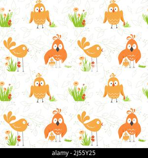 Vector illustration with insects and birds. Nature, birds, flowers and insects. Vector illustration is suitable for childrens postcards and books. Stock Vector