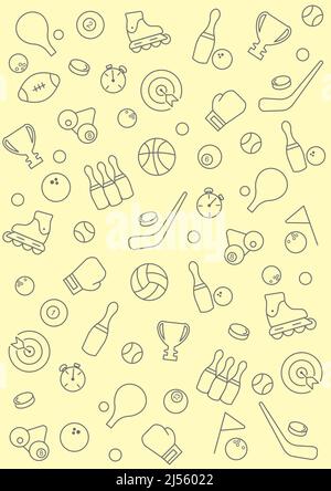 Pattern with sports icons for background Stock Vector