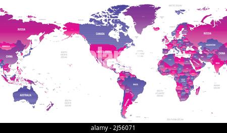 World detailed political map with lables Stock Vector