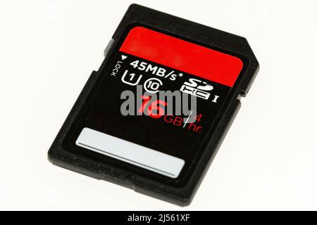 Black unbranded memory SD card, isolated on white background Stock Photo
