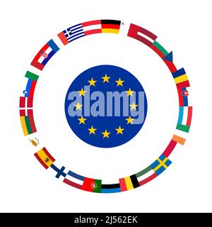 National flags EU countries in the circle Stock Vector
